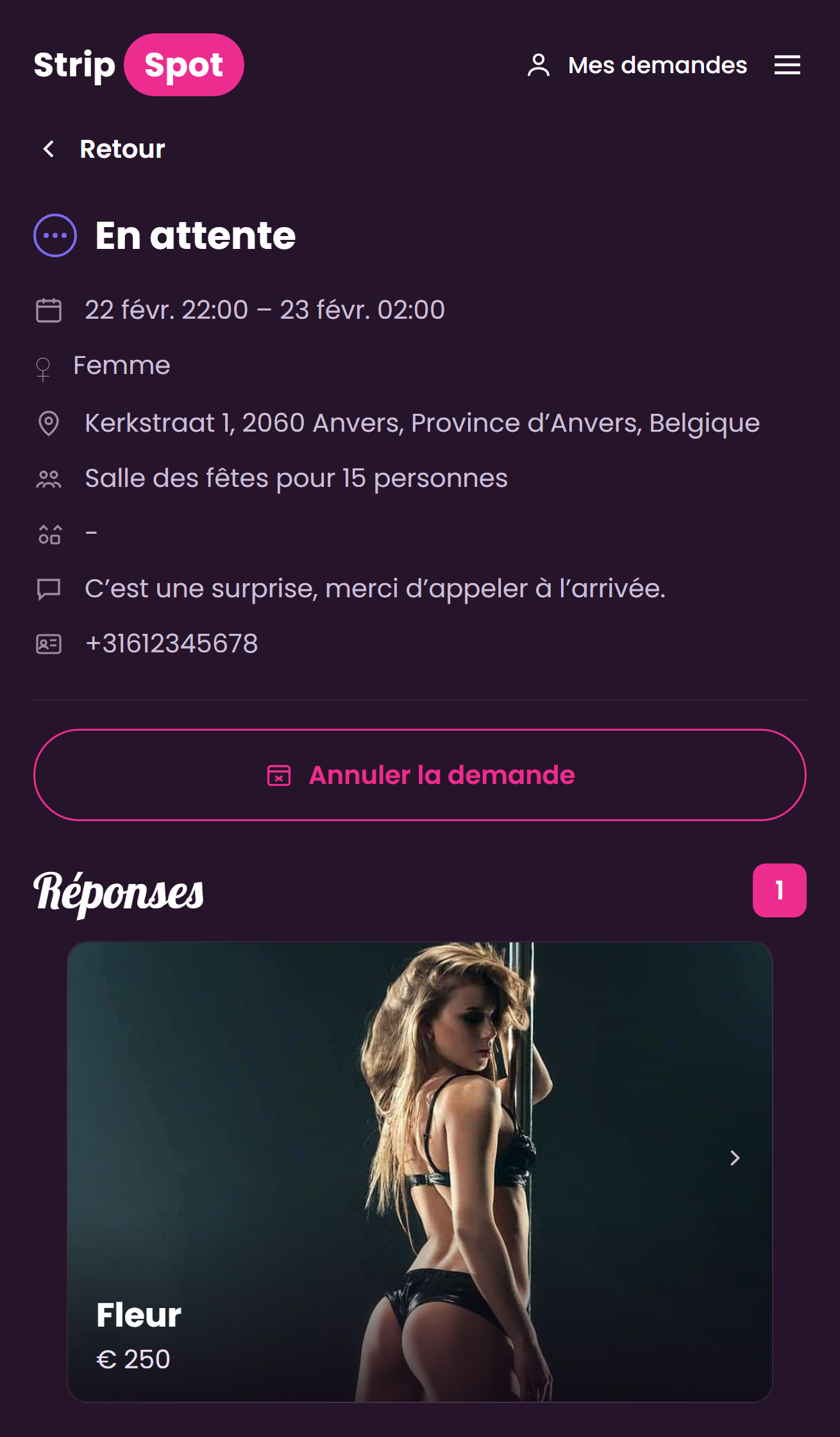 Demande avec réponse