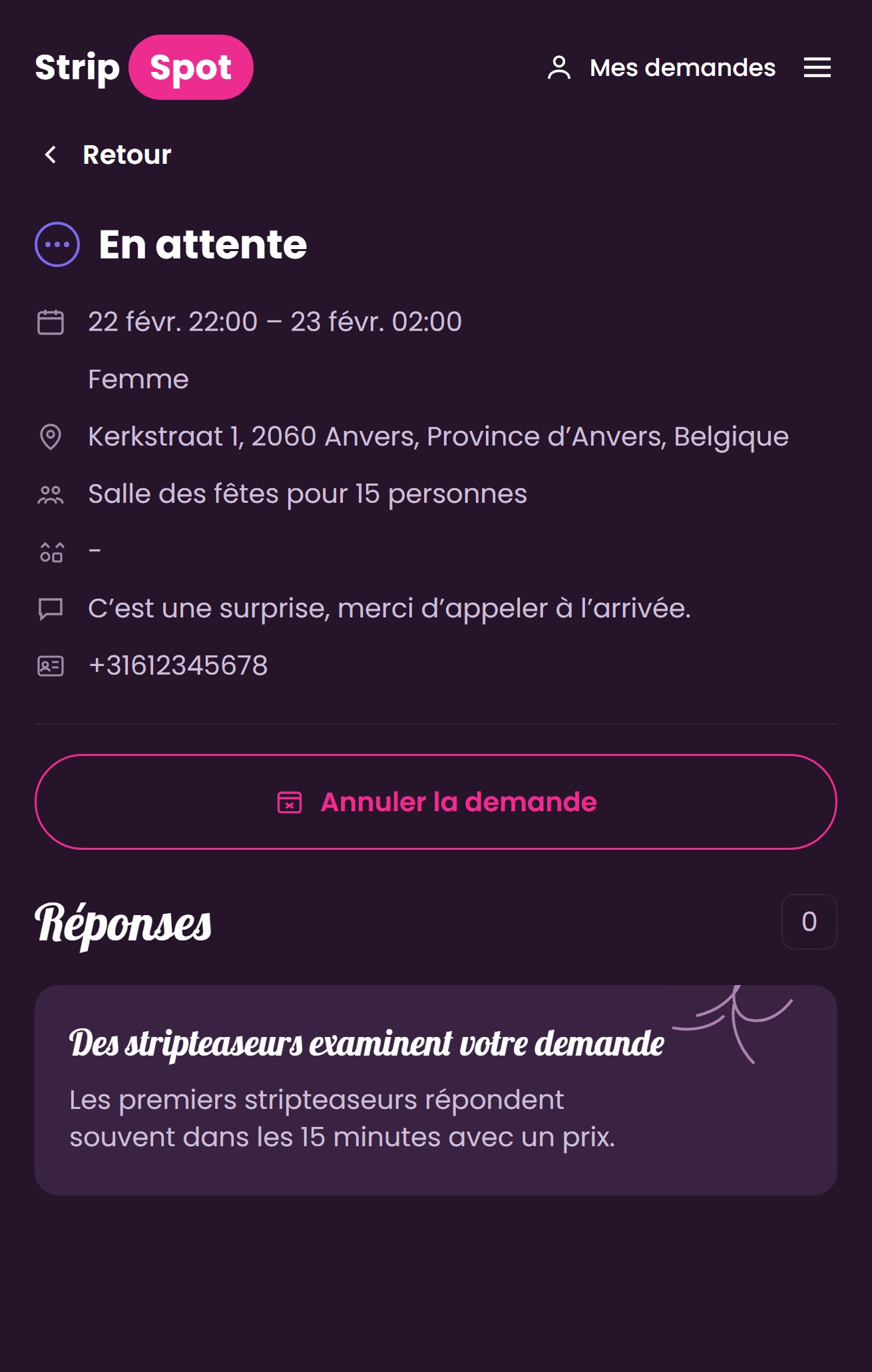 Demande avec réponse