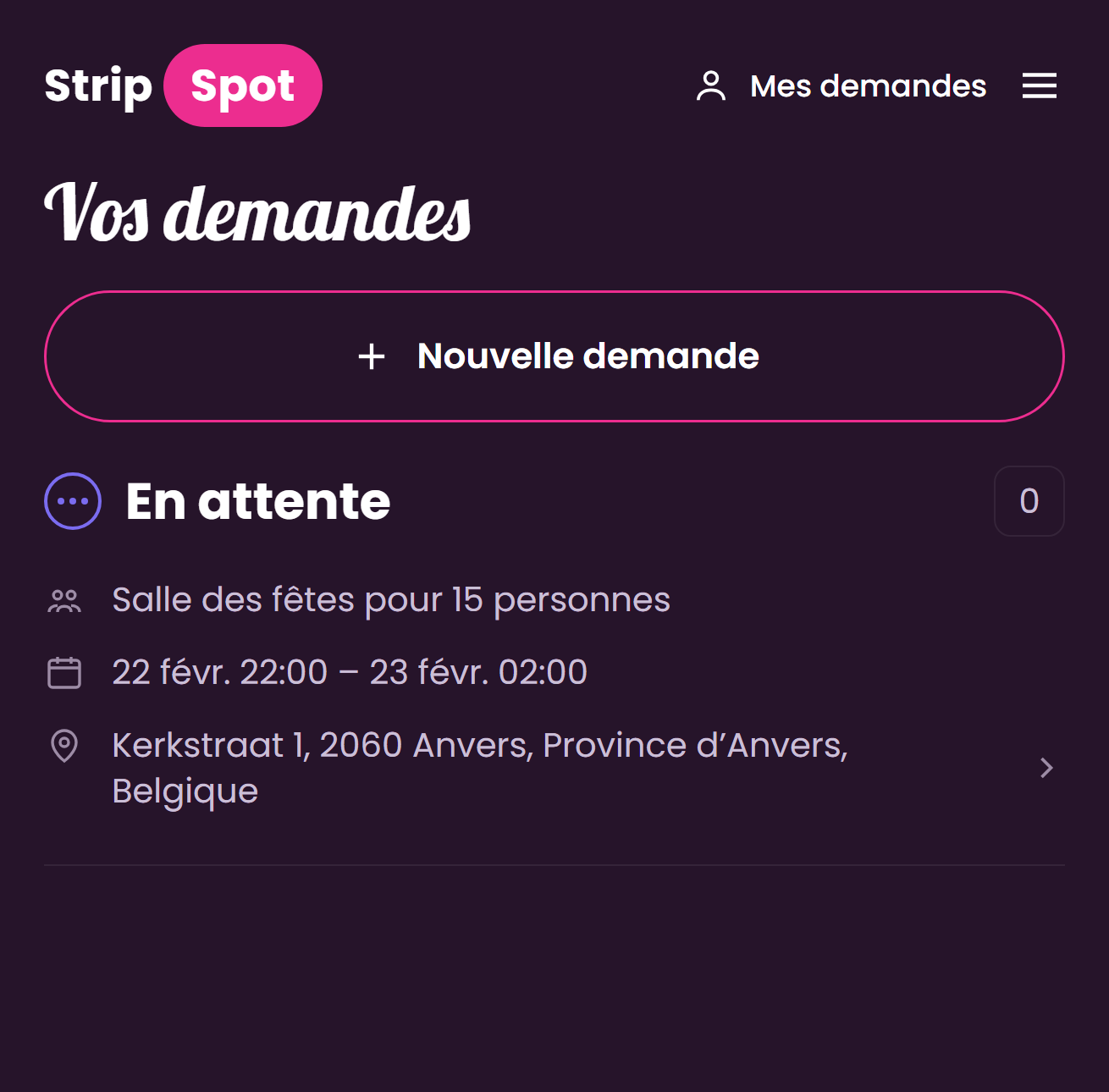 Détails de la demande